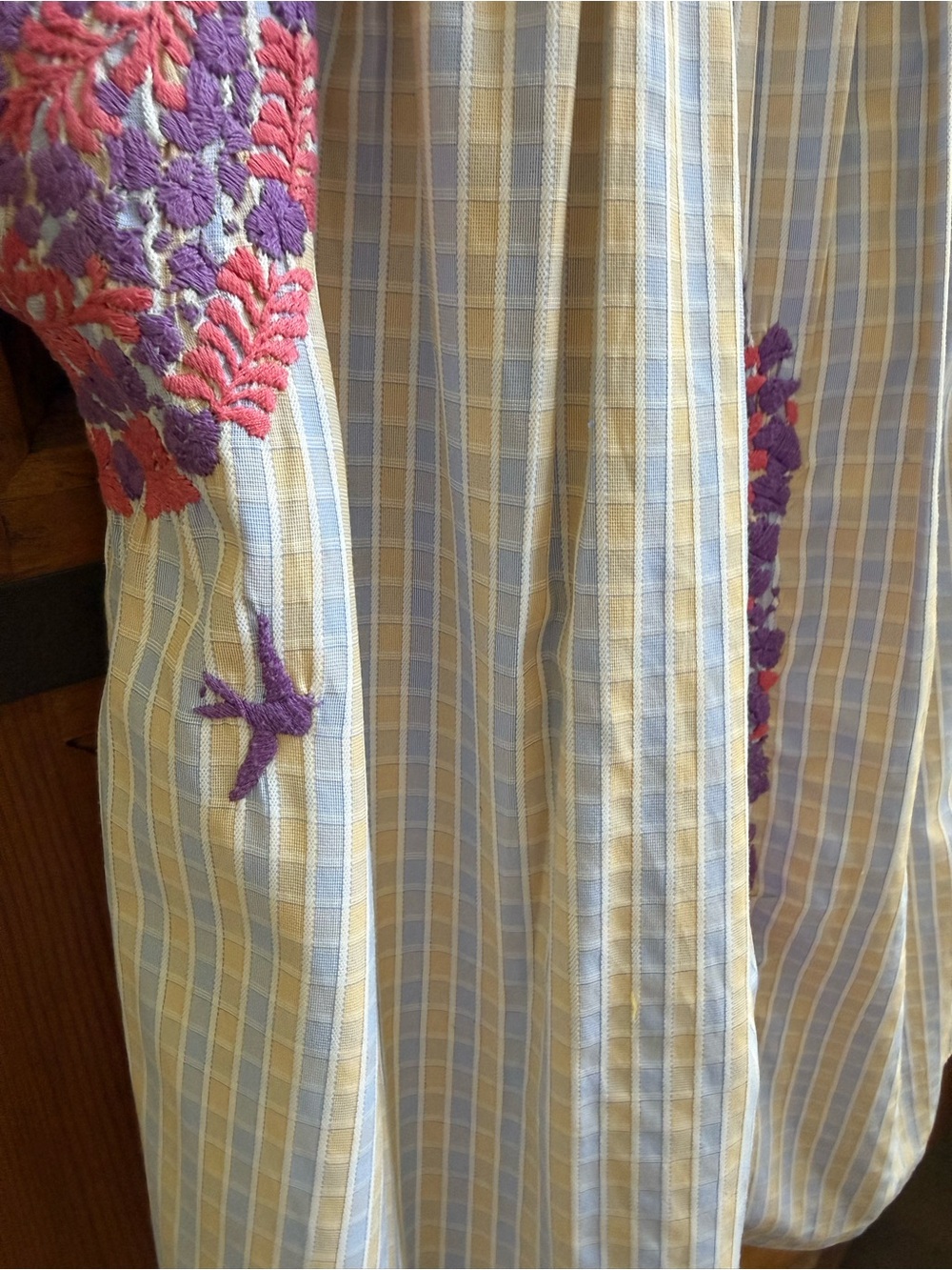 Mi Golondrina rare striped hand embroidered top sz L - Picture 4 of 7